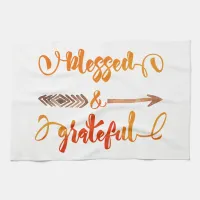 blessed and grateful thanksgiving kitchen towel