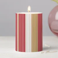 Red Gold Pinstripe Christmas Pattern#28 ID1009 Pillar Candle