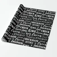 Chess Player Monochrome Board Games Phrases Wrapping Paper