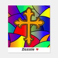 Stained Glass and Cross Religious   Sticker