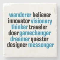 Innovator Gamechanger Visionary Dreamer Tag Cloud Stone Coaster