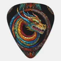 Dragon Swirl in multi colored mosaic design Guitar Pick