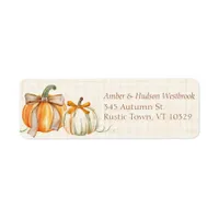 Rustic Fall Pumpkins with Cute Bows Autumn Wedding Label