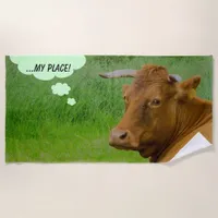 Moo! Cute cow Beach Towel