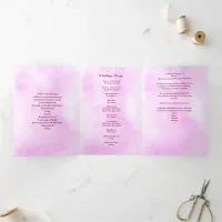 Pearl Heart Floral Pink Floral Butterfly Wedding Tri-Fold Program