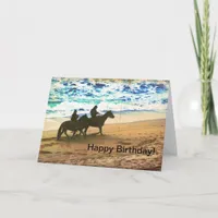 Riding Horses at the Beach Card