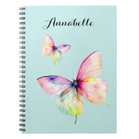 Delicate Pink Butterfly in Pastel Rainbow Colors Notebook