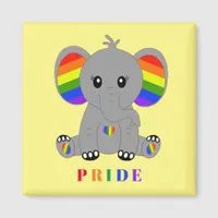 LGBTQ gay pride - cute elephant with rainbow flag Magnet