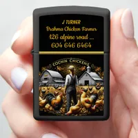 Farmer With Cochin Chickens in Barn Zippo Lighter