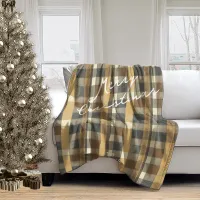 Earth Tones Gold Christmas Pattern#7 ID1009 Fleece Blanket