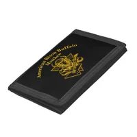 Gold Bison Buffalo Rocking out on Guitar Trifold Wallet