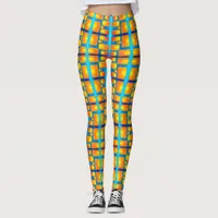 Architectural Pattern  With Aqua and Orange Shades Leggings