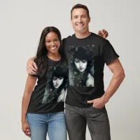 Floral Somberness: A Dark Portrait of Beauty T-Shirt