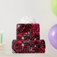 Sweet Sixteen Sparkle Word Cloud Red ID265 Wrapping Paper