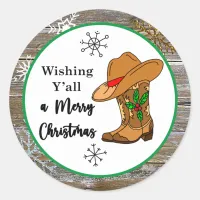 Wishing Y'all a Merry Christmas Classic Round St  Classic Round Sticker