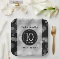 Elegant 10th Tin Wedding Anniversary Celebration Paper Plates