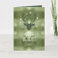 Deer Antlers Arrows Christmas Green ID861  Holiday Card