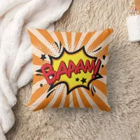 Superhero Comic Book Bam Cartoon Throw Pillow