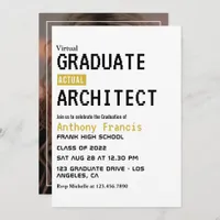 Gold and Black Virtual Graduation Photo Invitation