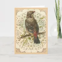 Vintage Bird and Doilie Card