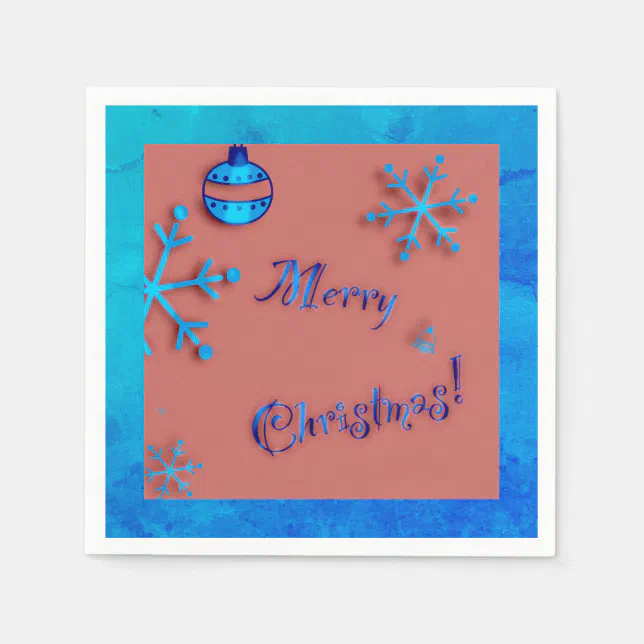 Merry Christmas , ornaments and snow crystals Napkins