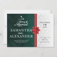 Merry & Married Modern Christmas Star Tree Wedding Invitation