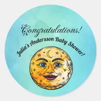 Over the Moon Baby Shower Celebration Classic Round Sticker