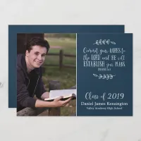 Modern Christian Bible Verse Graduation Photo Invitation