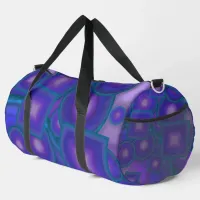 Geometric Harmony in Blues and Purples Duffle Bag