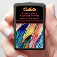 Colorful Watercolor Feathers in Harmony Zippo Lighter