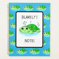 Personalized Cute Turtle Cartoon Name  Planner