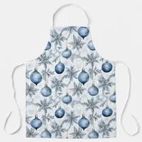 Blue Christmas Tree Ornaments Pattern Apron