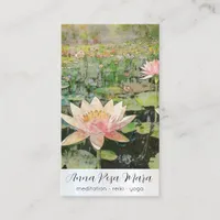 *~* Art Lotus Water Lily Flower AP67 QR Business Card