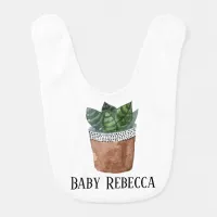 Potted Succulent Houseplant Custom Baby Bib