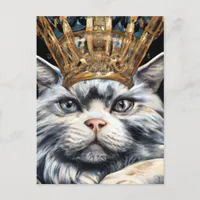 Grey Cat in a Crown Postcard