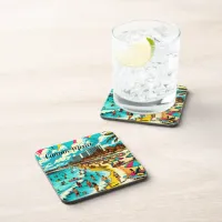 Cancun, Mexico with a Pop Art Vibe Beverage Coaster