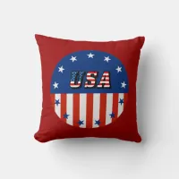 USA - American Flag and Stars in Circle Throw Pillow