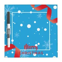 Festive Red Ribbons and Snow Merry Christmas  Dry Erase Board