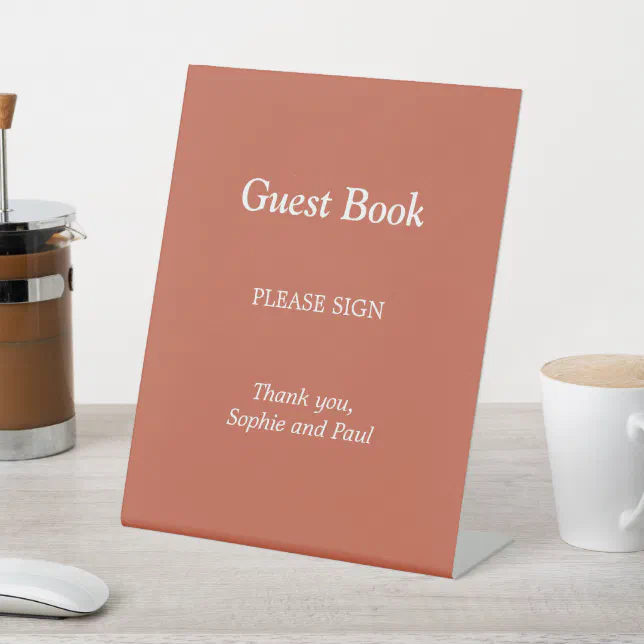 Elegant Terracotta Guest Book Pedestal Sign