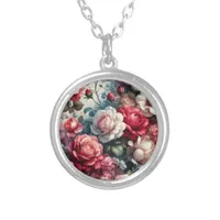 Timeless Rose Floral Charm Silver Plated Necklace