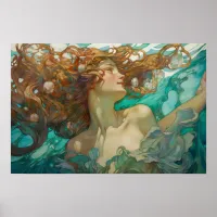 A swimming mermaid poster