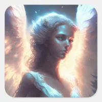 Mystical Blue Eyed Angel Square Sticker