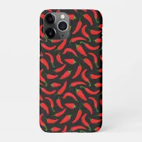 Red Chilli Peppers on Black iPhone 11Pro Case