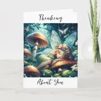 Thinking About You | Fairy Sleeping on a Mushroom Card
