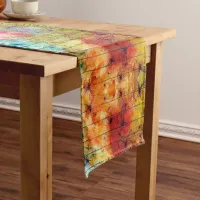 Butterflies on a Colorful Rustic Wood Short Table Runner