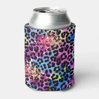 *~* Chic LIPS Glitter Animal Leopard Spots Blue Can Cooler