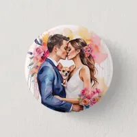 Beautiful Wedding Couple with Cute Funny  Button