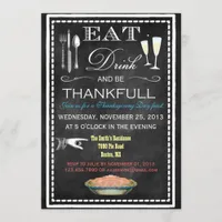 Chalkboard Thanksgiving Dinner Party Invitation