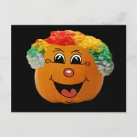 Jack o' Lantern Clown Face, Halloween Pumpkin Postcard
