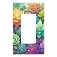 Watercolor Greenery Succulents Collage Light Switch Cover